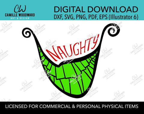 Christmas Naughty Grinch Crooked Smile Color, SVG, EPS, PNG - Sublimation Digital Download