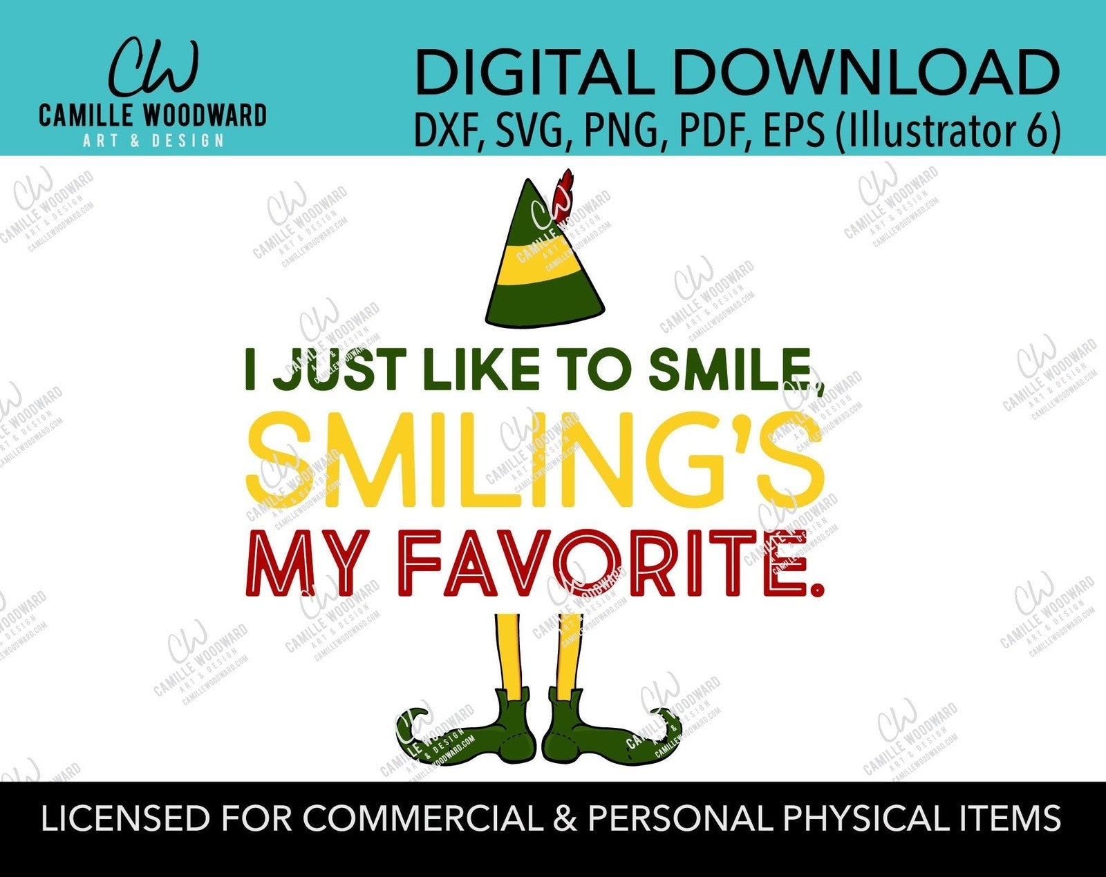 Christmas Buddy The Elf Smiling's My Favorite Quote, SVG, EPS, PNG - Sublimation Digital