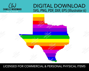 Rainbow Stripe Texas Shape, SVG, EPS, PNG - Sublimation Digital Download Transparent