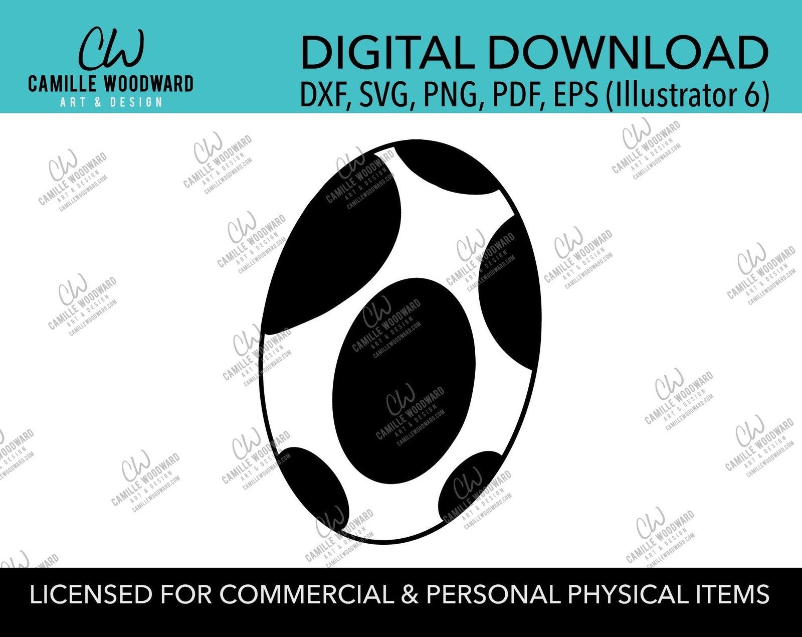 Easter Egg SVG, Easter Egg Cartoon SVG, Polka Dots Cartoon Clip Art SVG, Black & White  - Sublimation Digital Download Transparent