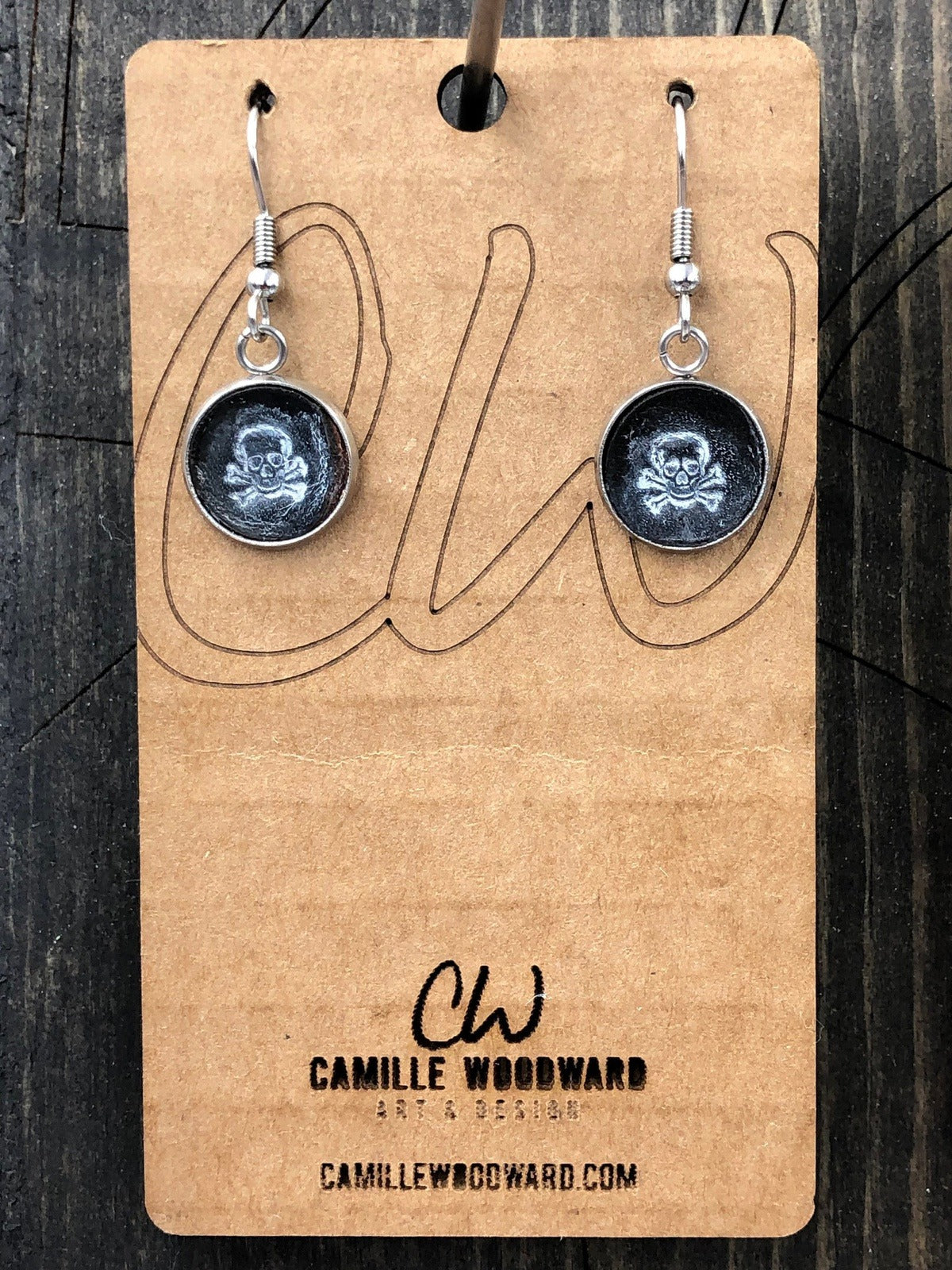 Leather Skull Earrings, Small Skull Earrings Dangle, Skull Handmade Earrings, Skull Jewelry, Sugar Skull Earrings