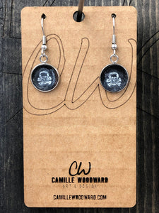 Leather Skull Earrings, Small Skull Earrings Dangle, Skull Handmade Earrings, Skull Jewelry, Sugar Skull Earrings
