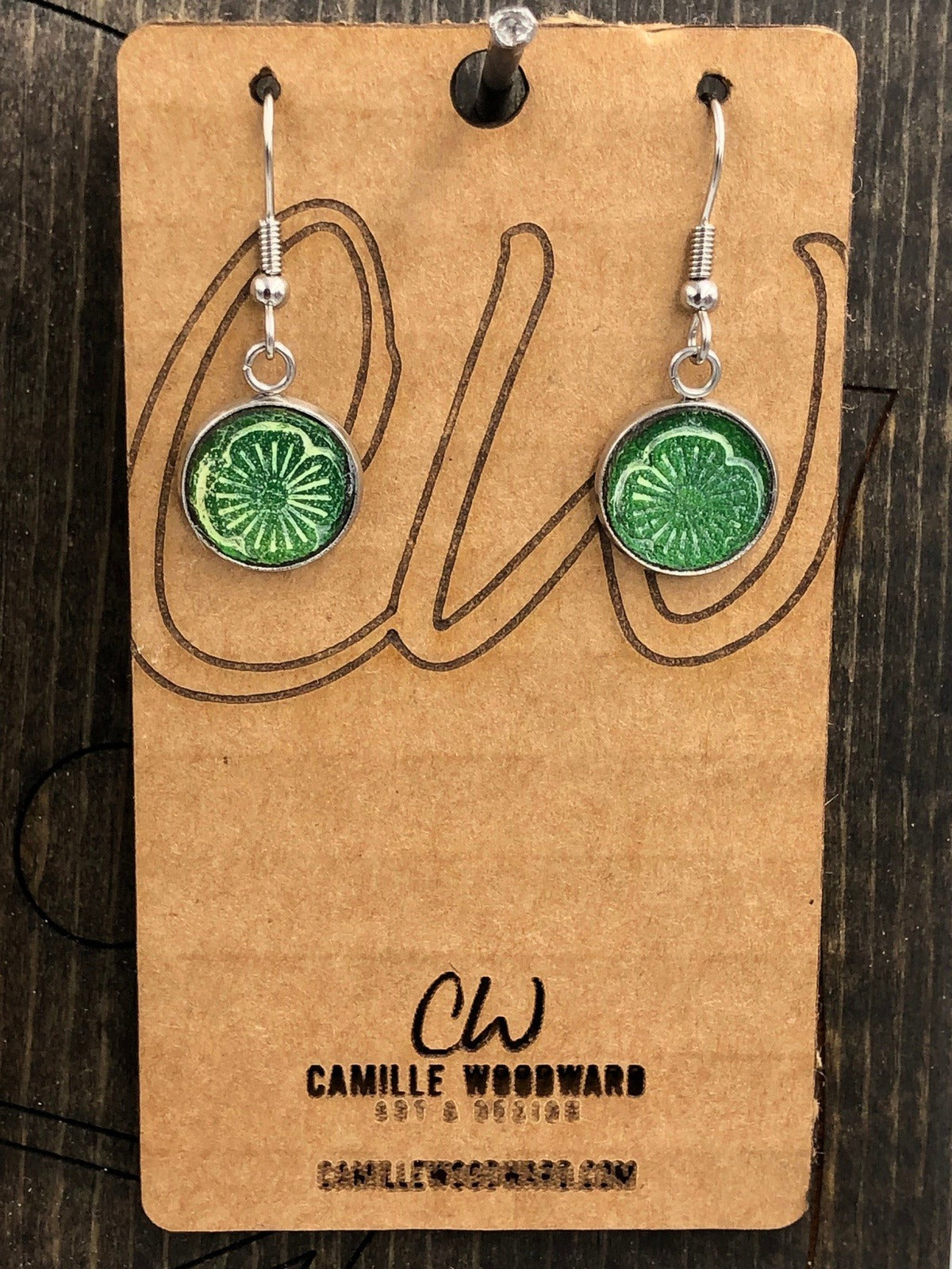 St Patricks Day Earrings, Small Leather Earrings Dangle, Boho Handmade Earrings, Hand Stamped, Western Jewelry, Genuine Leather