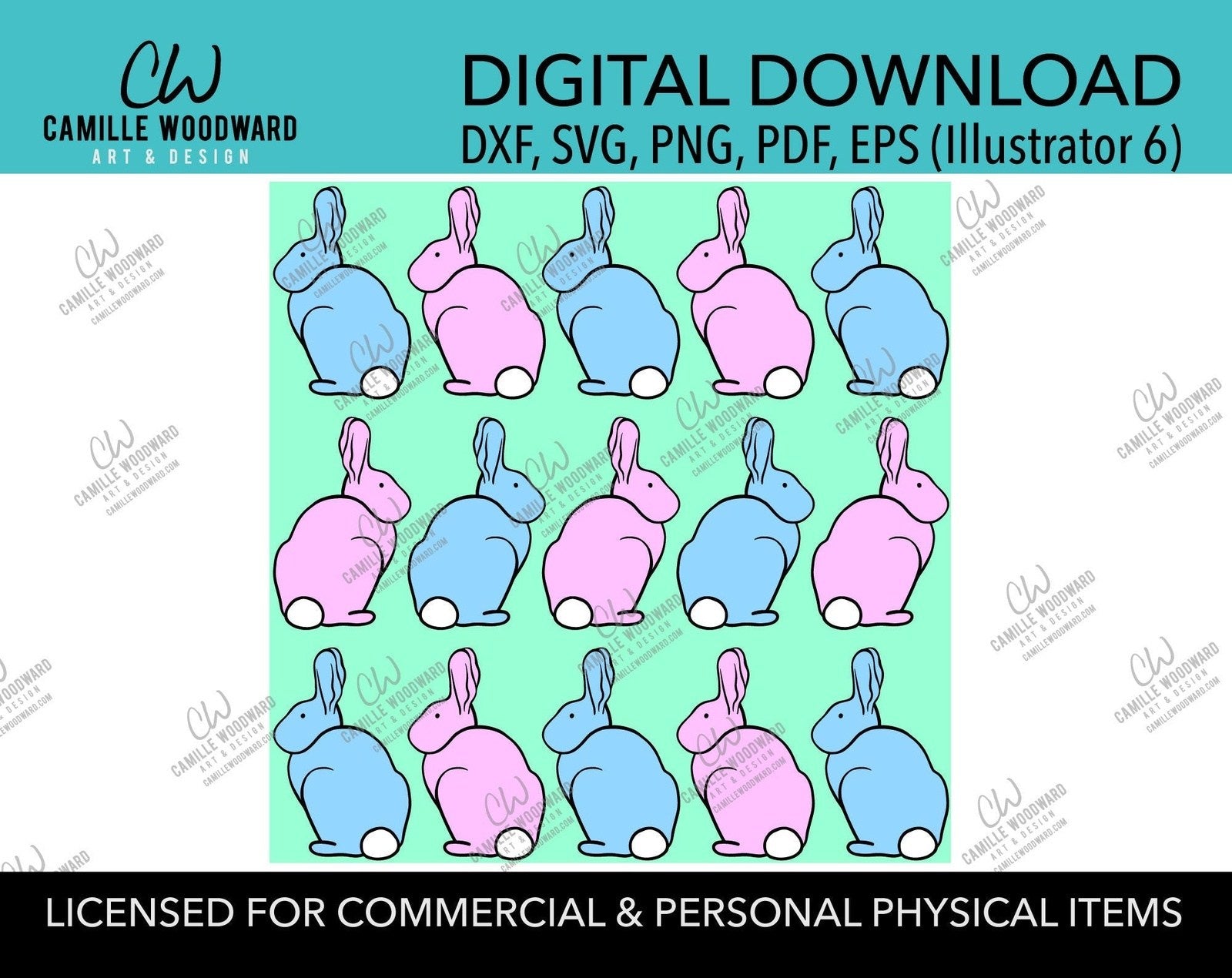 Easter Bunny SVG, Easter Bunnies SVG, Easter BunnyClipart, Easter SVG, Pastel, Pink ,Blue, Green, Spring - Cricut Cut, Digital Download