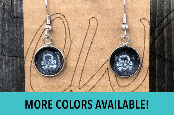 Leather Skull Earrings, Small Skull Earrings Dangle, Skull Handmade Earrings, Skull Jewelry, Sugar Skull Earrings