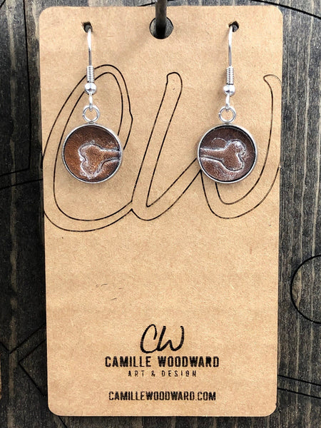 Leather Dog Bone Earrings, Small Dog Bone Earrings Dangle, Bone Handmade Earrings, Pet Lover Jewelry