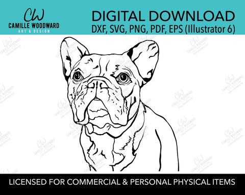 French Bulldog Dog Clip Art SVG, Bulldog Dog Clip Art, Wrinkle, Black & White Transparent - EPS, PNG Sublimation Digital Download