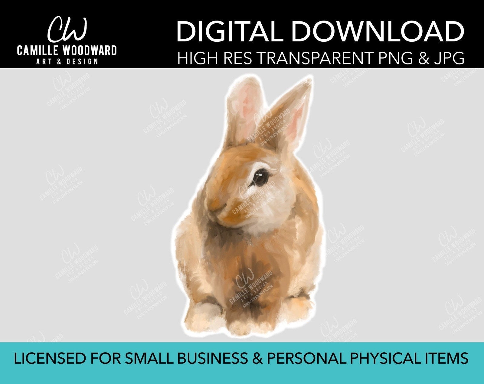 Bunny Rabbit PNG, Bunny Rabbit Transparent Isolated, Easter, Spring, Digital Painting - Digital Download Sublimation