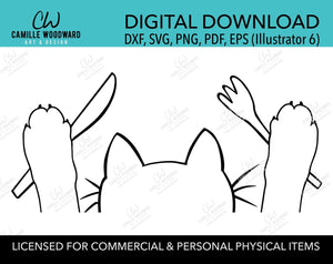 Cat SVG, Cat with Knife and Fork SVG, Cat Cartoon, Funny Cat Clip Art, Black and White, Cricut, Silhouette - Digital Download Transparent