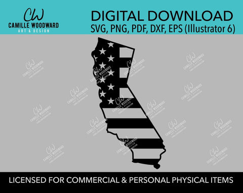 California American Flag SVG, United States Map, Cut File, png, pdf, eps, dxf - INSTANT Digital Download