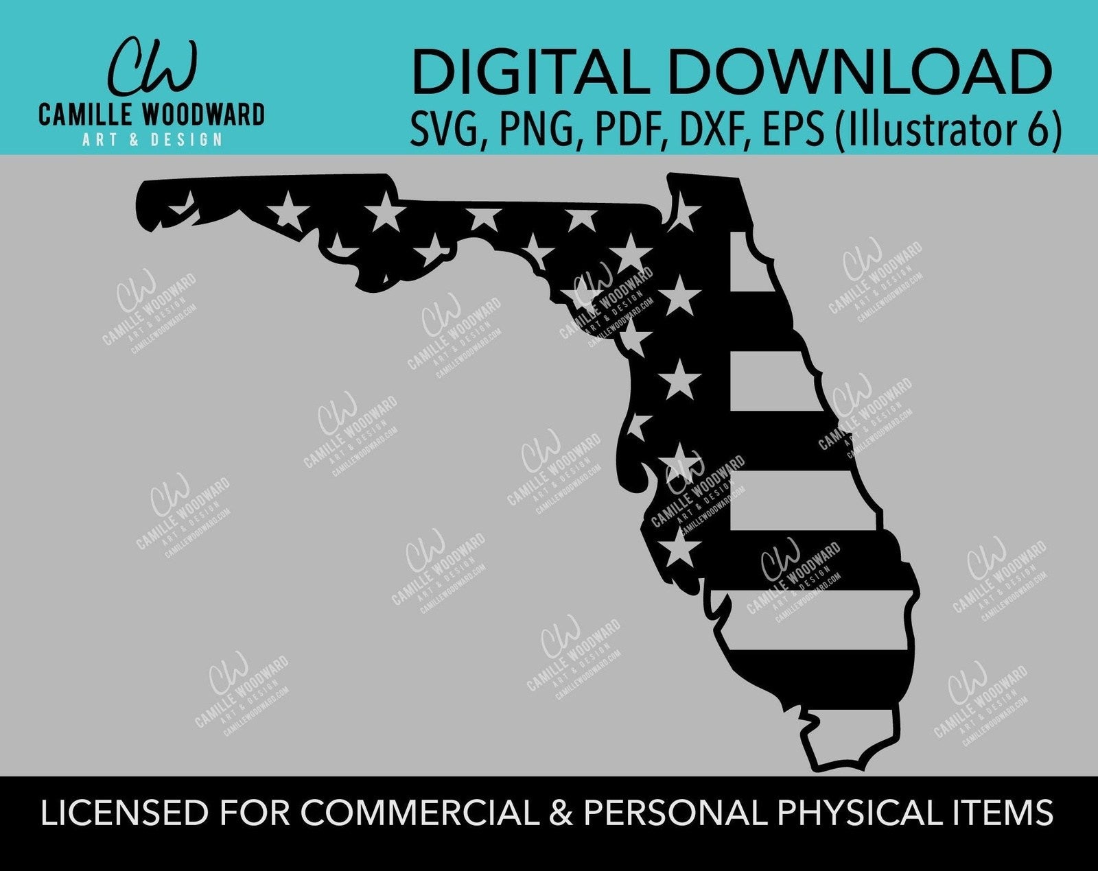 Florida American Flag SVG, United States Map, Cut File, png, pdf, eps, dxf - INSTANT Digital Download