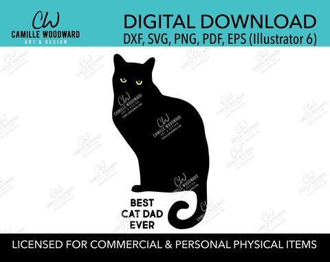 Best Cat Dad Ever SVG, Best Dad Ever, Black Cat, Cat Lover, Father's Day Cut File, Cricut, Iron On Decal - INSTANT Digital Download