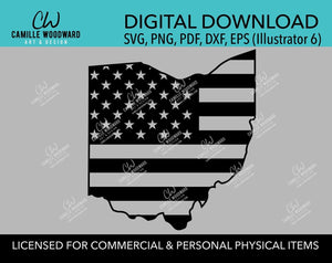 Ohio American Flag SVG, United States Map, Cut File, png, pdf, eps, dxf - INSTANT Digital Download