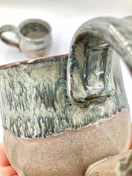 Handmade Ceramic Pottery Coffee Mug and Spoon Rest in Lavender Gray
