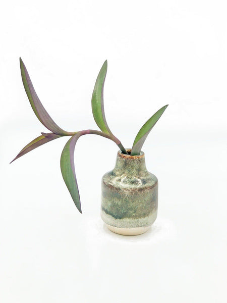 Small Olive Oil Ceramic Bottle, Copper Teal Handmade Stoneware Pottery, Liquid Soap Dispenser, Tabletop Flower Stem Vase
