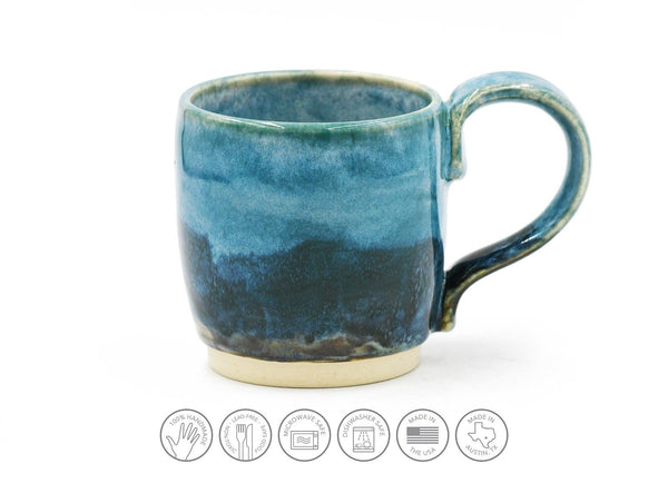 Clearance - Small Light and Dark Blue Pottery Mug, Handmade Ceramic Stoneware Coffee Tea Cup, Christmas Gift for Her