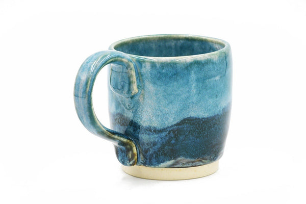 Clearance - Small Light and Dark Blue Pottery Mug, Handmade Ceramic Stoneware Coffee Tea Cup, Christmas Gift for Her