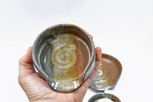 Copper Gray Ceramic Spoon Rest, Handmade Small Medium & Large Stoneware Pottery, Stovetop, Tabletop, Countertop Coffee Tea Bag Holder