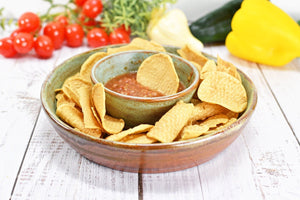 Chip and Dip Ceramic Bowl Set, Handmade Rustic Copper and Sage Green Detached Snack Stoneware Pottery Party Serving Dishes