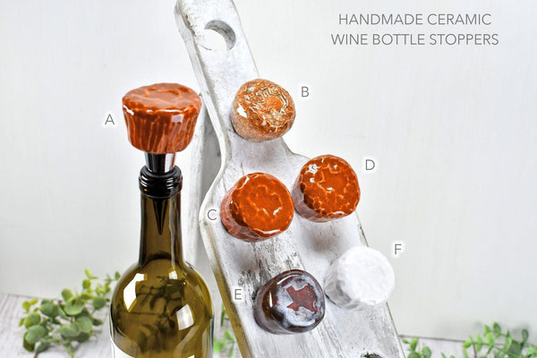 Texas Wine Bottle Stoppers, Handmade Ceramic Pottery Barware Gift for Austin Football, Housewarming or Groomsman, Unique Gift for Him or Her