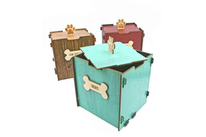 Pet Treat Box for Dog or Cat - Hand Crafted, Hand-Painted, Laser Cut Wood