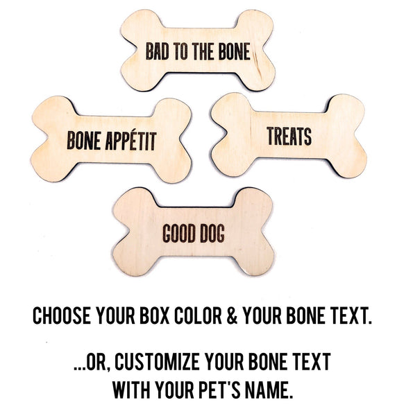 Pet Treat Box for Dog or Cat - Hand Crafted, Hand-Painted, Laser Cut Wood